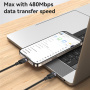 Yesido CA192 pleten polnilni in podatkovni kabel - USB-C na USB-C - 2 m - črn