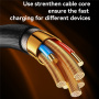Yesido CA194 pleten polnilni in podatkovni kabel - USB-C na USB-C - 3 m - črn