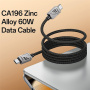 Yesido CA196 pleten polnilni in podatkovni kabel - USB-C na USB-C - 1,2 m - temno siv