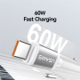 USAMS US-SJ757 dvobarvni pleten polnilni in podatkovni kabel - USB-C na USB-C - 1,2 m - sivo-bel