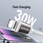 USAMS US-SJ757 dvobarvni pleten polnilni in podatkovni kabel - USB-C na Lightning - 1,2 m - sivobel