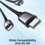 JOYROOM S-A21 3-v-1 univerzalni pleten polnilni kabel - USB-A na USB-C / Lightning / micro USB - 1,2 m - črn