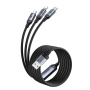JOYROOM S-A21 3-v-1 univerzalni pleten polnilni kabel - USB-A na USB-C / Lightning / micro USB - 1,2 m - črn
