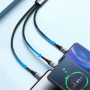 JOYROOM S-A21 3-v-1 univerzalni pleten polnilni kabel - USB-A na USB-C / Lightning / micro USB - 1,2 m - črn