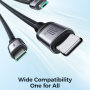 JOYROOM S-A21 3v1 univerzalni pleteni polnilni kabel - USB-C na USB-C / Lightning / micro USB - 1,2 m - črn