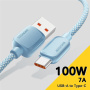 ESSAGER ES-X46 pleten polnilni in podatkovni kabel - USB-A na USB-C - 1 m - moder