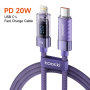 Toocki TQ-X36 polnilni in podatkovni kabel - USB-C na Lightning - 1 m - vijoličen