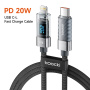 Toocki TQ-X36 polnilni in podatkovni kabel - USB-C na Lightning - 2 m - siv