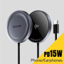 ESSAGER ES-WC11 Qi2 brezžični MagSafe polnilec za iPhone / AirPods - 15W - temno siv