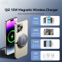 ESSAGER ES-WC11 Qi2 brezžični MagSafe polnilec za iPhone / AirPods - 15W - temno siv