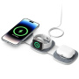 YM-T1 3-v-1 brezžični MagSafe polnilec za iPhone / Apple Watch / AirPods - 15W - temno siv