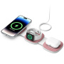 YM-T1 3-v-1 brezžični MagSafe polnilec za iPhone / Apple Watch / AirPods - 15W - roza