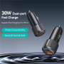 USAMS US-CC283 avto polnilec z USB-C / USB-A priključki - 60W - črn