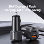 USAMS US-CC283 avto polnilec z USB-C / USB-A priključki - 60W - črn