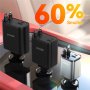 JOYROOM CCL05 komplet avto polnilnika z USB-C / USB-A priključki in izvlečnega kabla Lightning in USB-C - 50W - 0,8 m - temno siva