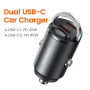 Toocki TQ-CC34B mini avto polnilec z 2x USB-C priključki - 45W - črn