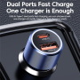 Toocki TQ-CC03 avto polnilec z USB-C / USB-A priključki - 63W - temno moder