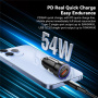 ESSAGER ES-CC11 avto polnilec z USB-C / USB-A priključki - 54W - siv