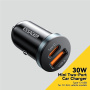 ESSAGER ES-CC12 avto polnilec z USB-C / USB-A priključki - 30W - črn