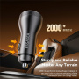 ESSAGER ES-CC17 avto polnilec z zaslonom in priključki USB-C / USB-A - 100W - siv