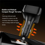 ESSAGER F760 komplet avto polnilnika z USB-C / USB-A priključki in izvlečnega USB-C kabla - 65W - 0,6 m - črn