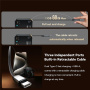 ESSAGER F760 komplet avto polnilnika z USB-C / USB-A priključki in izvlečnega USB-C kabla - 65W - 0,6 m - črn