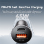 ESSAGER ES-CC15 mini avto polnilec z USB-C / USB-A priključki - 45W - temno siv