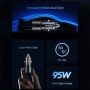 USAMS US-CC176 avto polnilec z USB-C / USB-A priključki - 95W - črn