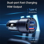 USAMS US-CC176 avto polnilec z USB-C / USB-A priključki - 95W - črn