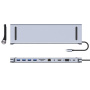 BYL-2003 11v1 hub - reža za SD / TF kartico / RJ45 / HDMI / VGA / 3,5 mm jack / USB-C / 4x USB-A na USB-C za MacBook - siv