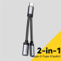 ESSAGER ES-YP25 2-v-1 avdio in polnilni adapter - 2x USB-C na USB-C - siv