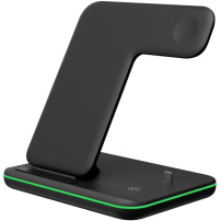 Z5 3v1 bezdrátový stojánek pro iPhone / Apple Watch s Lightning konektorem pro AirPods - 15W - černý