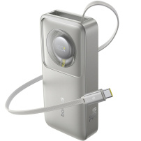 Baseus OS Free2Pull powerbank s integriranim kablom USB-C in priključkom USB-C - 10.000 mAh - siva