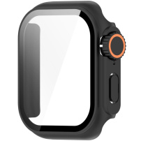 Etui v stilu Watch Ultra s kaljenim steklom za Apple Watch 42mm (Series 10 / 11) - črno