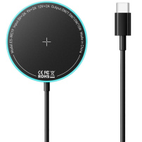 ESSAGER ES-WC19 brezžični MagSafe polnilec z osvetlitvijo za iPhone / AirPods - 15W - črna