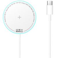 ESSAGER ES-WC19 brezžični MagSafe polnilec z osvetlitvijo za iPhone / AirPods - 15W - bela