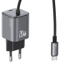 USAMS CC261 komplet adapterja z vrati USB-C in integriranim kablom USB-C - 20W - 1,2 m - temno siv