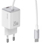 USAMS CC261 komplet adapterja z USB-C priključkom in integriranim USB-C kablom - 20W - 1,2 m - bela
