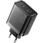 ESSAGER ES-CD43 GaN hitri polnilni adapter z USB-C / USB-A priključki - 65W - črn