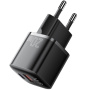 ESSAGER ES-CD31 GaN mini hitri polnilni adapter z USB-C / USB-A priključki - 20W - črn