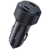 Yesido Y48 avto polnilec z 2x USB-C priključkoma - 60W - črn