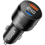 ESSAGER ES-CC19 avto polnilec z zaslonom in priključki USB-C / USB-A - 140W - črna