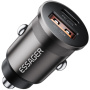 ESSAGER ES-CC15 mini avto polnilec z USB-C / USB-A priključki - 45W - temno siv