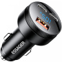 ESSAGER FSJ-008 avto polnilec z zaslonom in priključki 2x USB-C / USB-A - 105W - črna