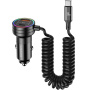 USAMS US-CC167 set avto polnilnika s priključki USB-C / USB-A in kabla USB-C - 60W - 1 m - črna