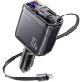 Yesido Y63 set avto polnilnika z USB-C / USB-A priključki in izvlečnega kabla Lightning in USB-C - 117W - 0,7 m - siva