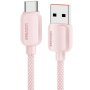 ESSAGER ES-X46 pleten kabel za polnjenje in prenos podatkov - USB-A na USB-C - 1 m - roza