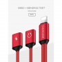 POFAN zmanjšanje priključka lightning za hkratno priključitev slušalke in polnilec za iPhone / iPad - 12cm - rdeče