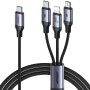JOYROOM S-A21 3v1 univerzalni pleteni polnilni kabel - USB-C na USB-C / Lightning / micro USB - 1,2 m - črn
