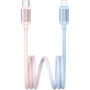 USAMS US-SJ757 dvobarvni pleten kabel za polnjenje in prenos podatkov - USB-C na Lightning - 1,2 m - roza/modra